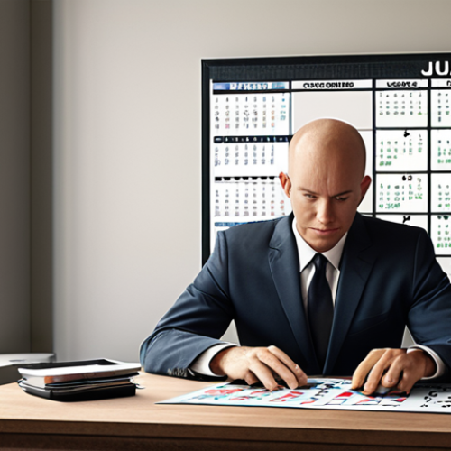 Home 6 **
A solopreneur working at a clean desk, using a digital calendar and Eisenhower Matrix. Visualization of strategic prioritization. Upbeat and productive vibes.
**