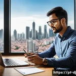솔로프레너 네트워크의 협업 툴 활용 - A focused solopreneur working at a modern home office desk in São Paulo, Brazil, surrounded by digit...
