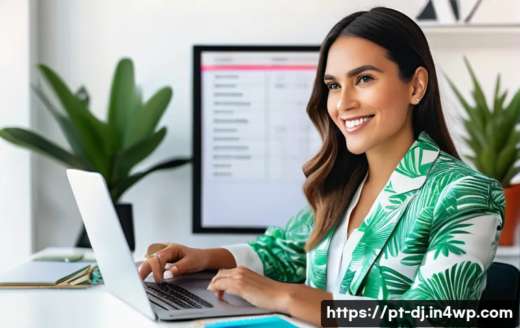 솔로프레너 네트워크의 디지털 마케팅 전략 - A professional Brazilian solopreneur woman sitting at a modern home office desk, surrounded by digit...